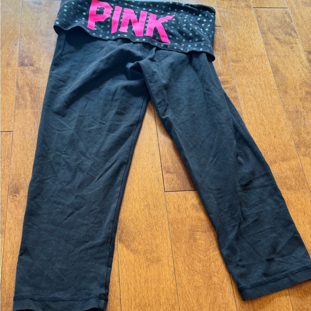 Victoria's Secret Black Yoga Pants with White Logo